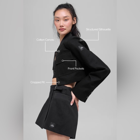 ALO Yoga Midnight Black Cropped Utility Jacket - Picture 6 of 11